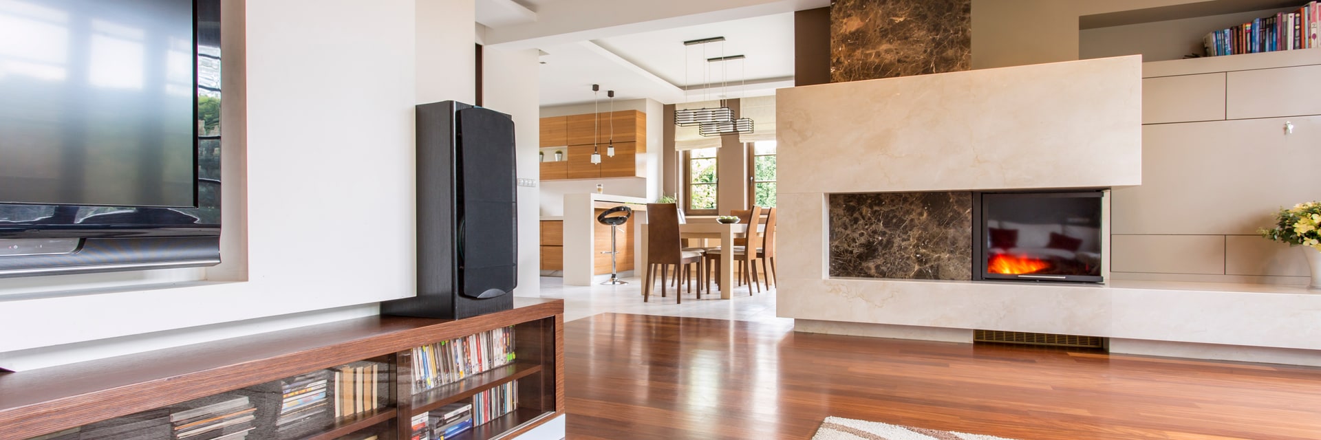 Modern master bedroom with smart automation