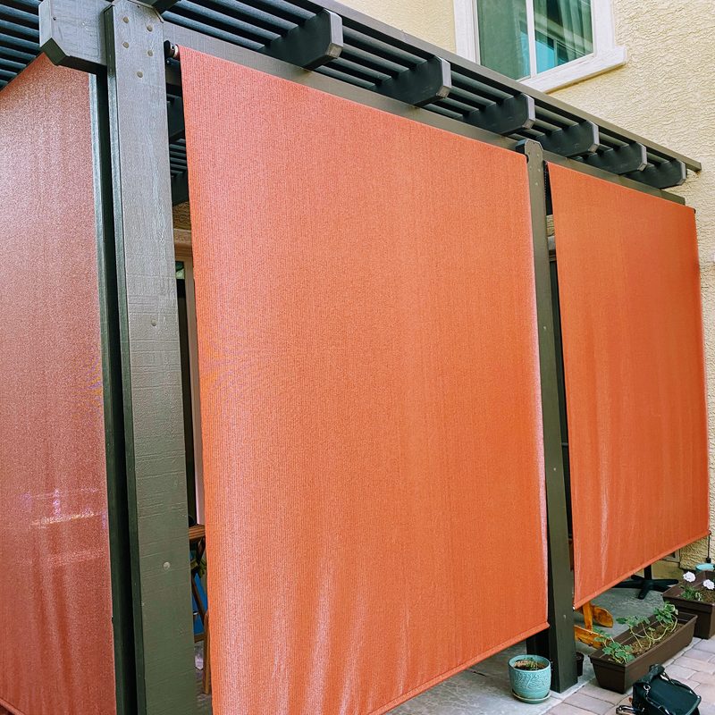 Outdoor patio with motorized shades and audio in Tucson