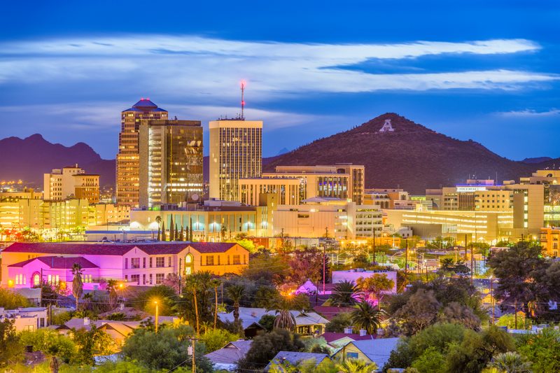 The Tucson valley at night