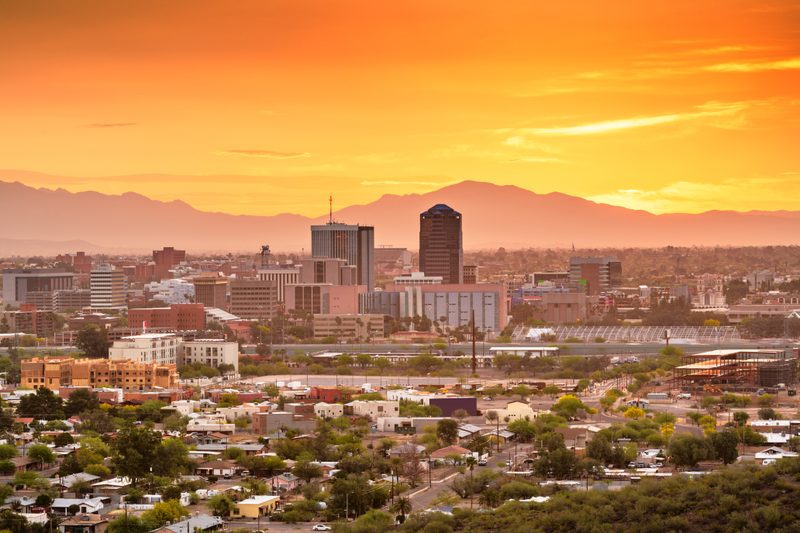 Tucson skyline at sunset viewed from Rita Ranch area